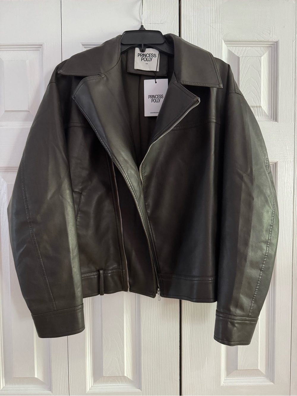 Princess Polly Oversized Black Leather Biker Jacket
